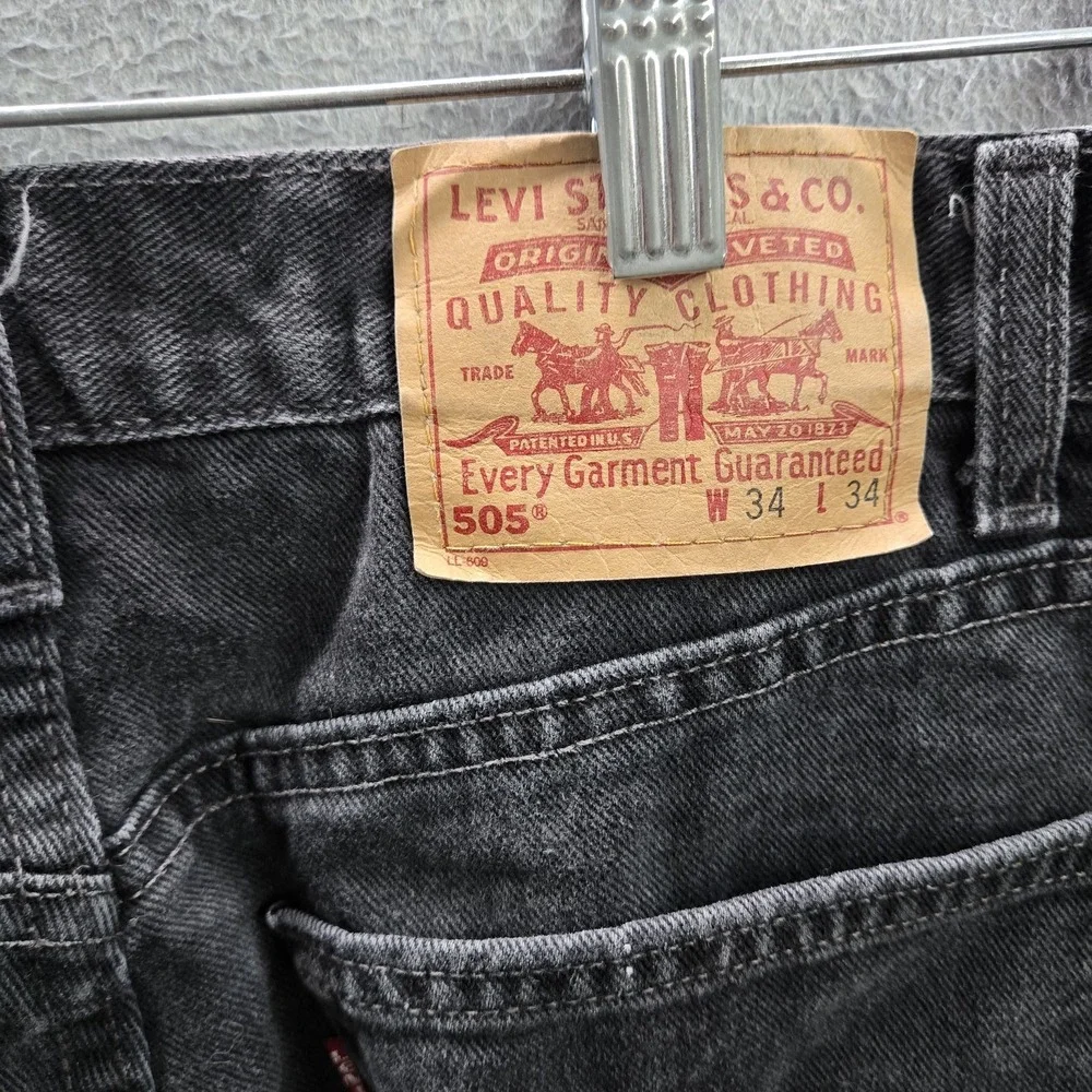 VINTAGE Levi's 505 Men Jeans 34X34 Black Denim Regular Straight 90s‎ USA